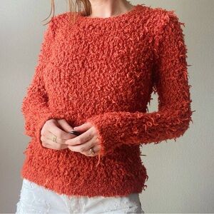 Free People September Song Burnt Orange Pullover Sweater Size L Grunge BoHo Chic